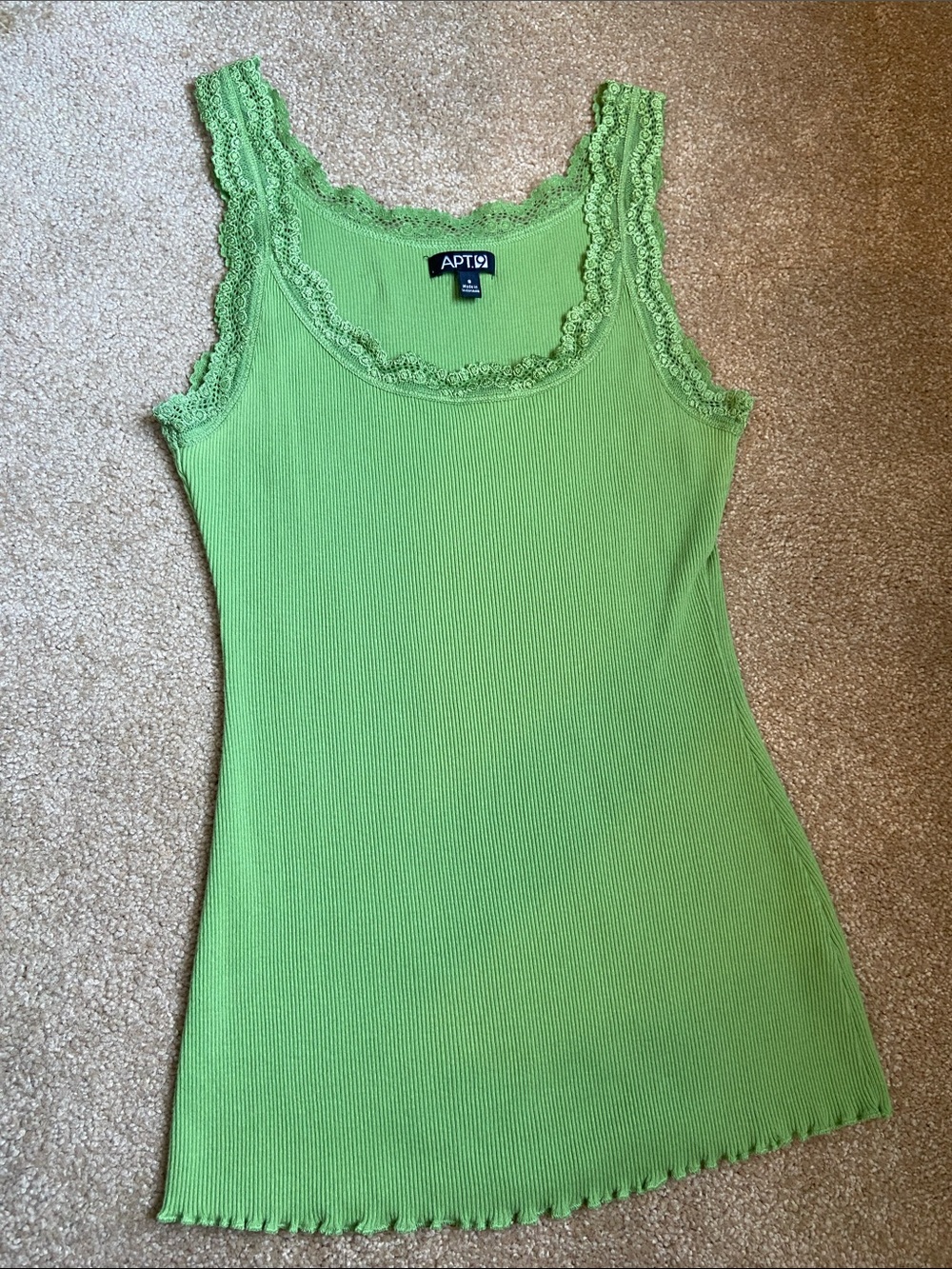Apt. 9 Small Lime Green Lace-Trim Ribbed Tank